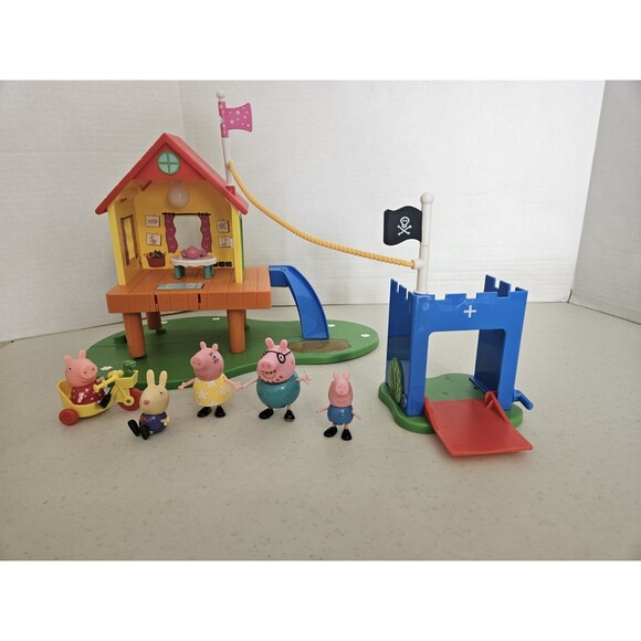 NICK JR. Peppa Pig’s Treehouse & George’s Fort With 4 Characters As Is - Picture 1 of 5